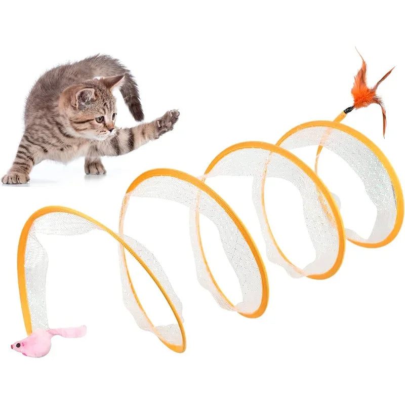 Brinquedo Túnel Dobrável Mola Flexível Para Gato