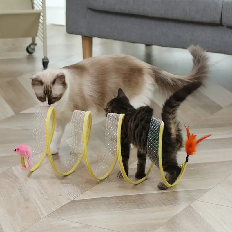 Brinquedo Túnel Dobrável Mola Flexível Para Gato